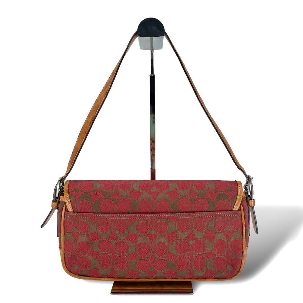 Coach Signature Red and Tan Bag baguette bag - Picture 2 of 5